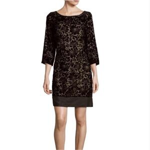 Laundry by Shelli Segal Black Floral Burnout Velvet Cocktail Dress Sz 8